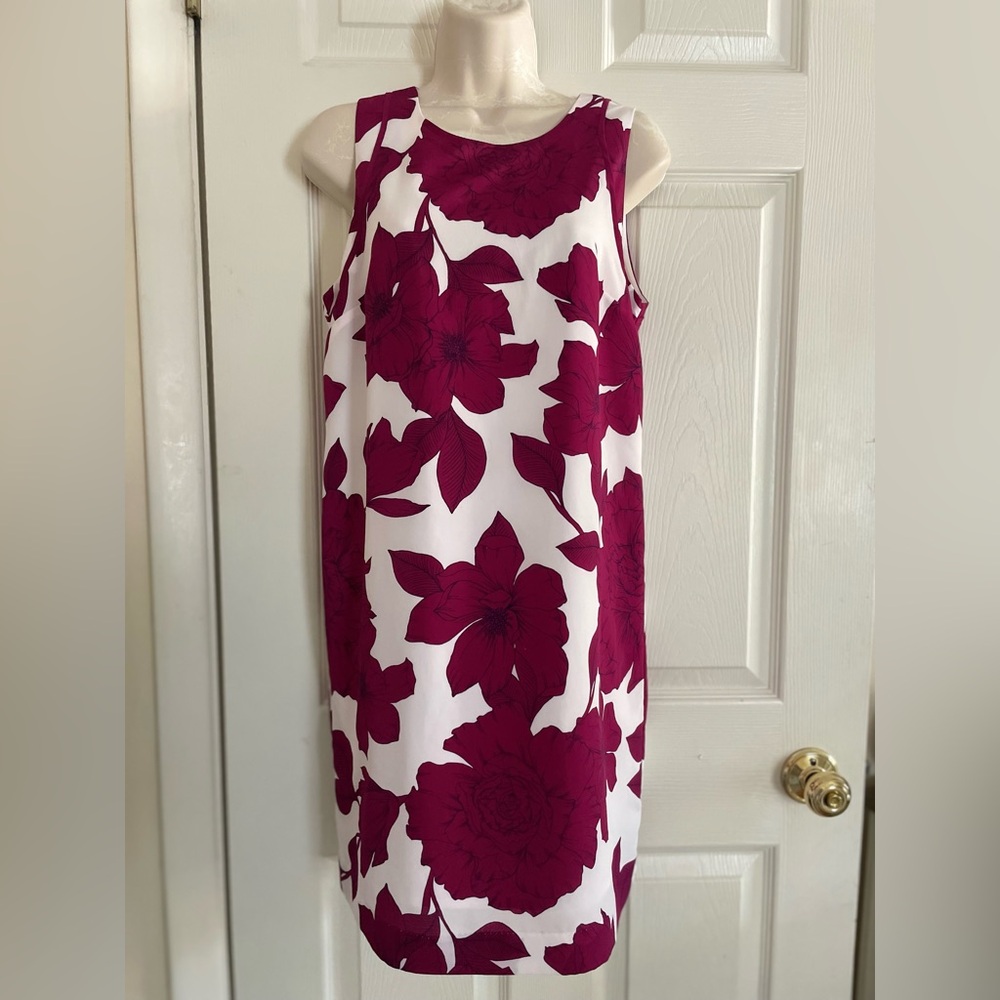 Banana Republic‎ Floral Midi Dress - Magenta and White